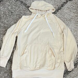 Women’s TikTok Cream Pullover Hoodie Sweatshirt With Fleece Lining. Size Small.